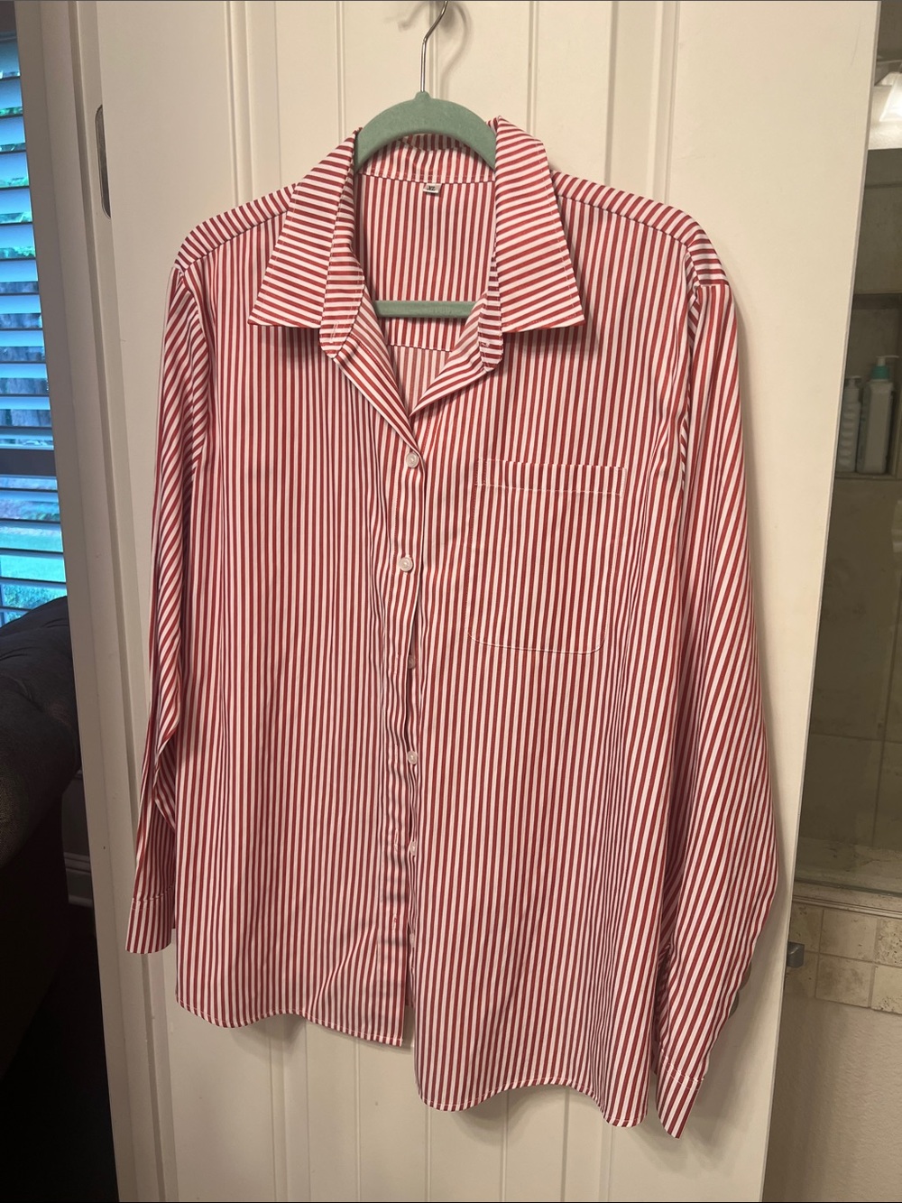 Women’s Classic Red & White Stripe Button Down Shirt